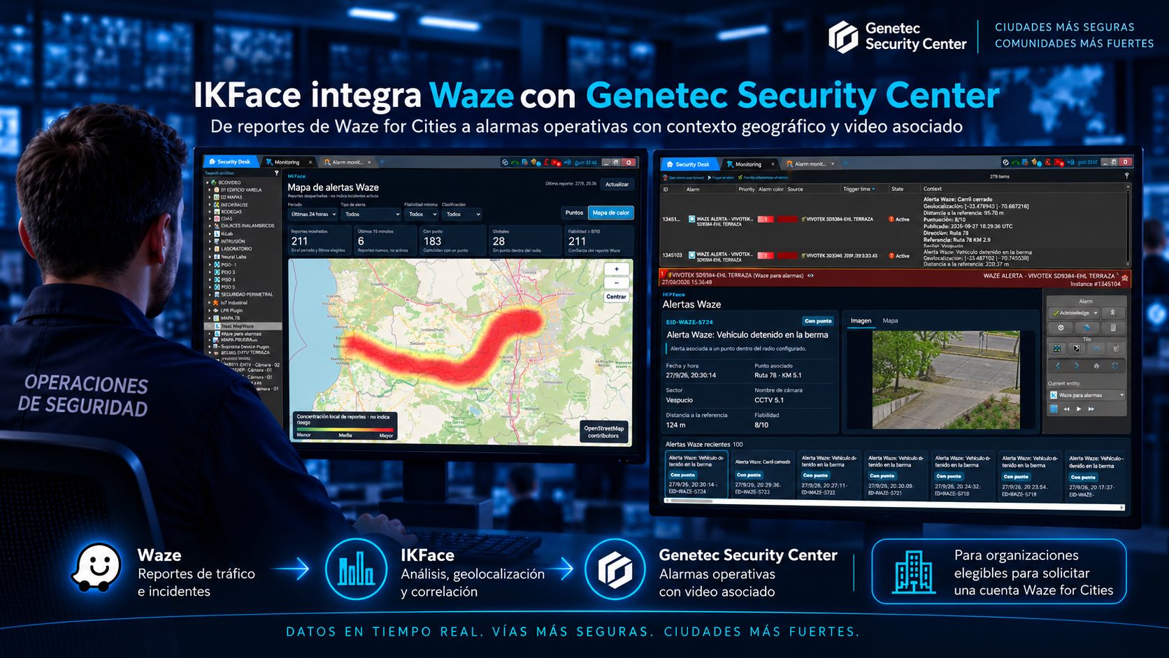 IKFace integra reportes de Waze con Genetec Security Center